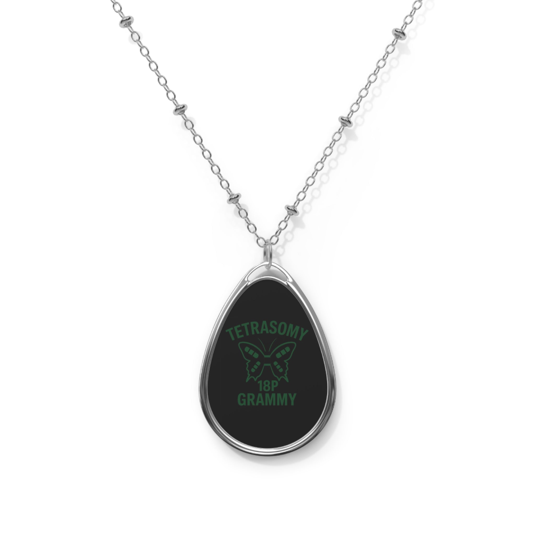 Tetrasomy 18p Grammy Oval Necklace | Awareness Teardrop Pendant
