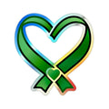 Green Ribbon Heart Holographic Sticker | Die-Cut Sticker