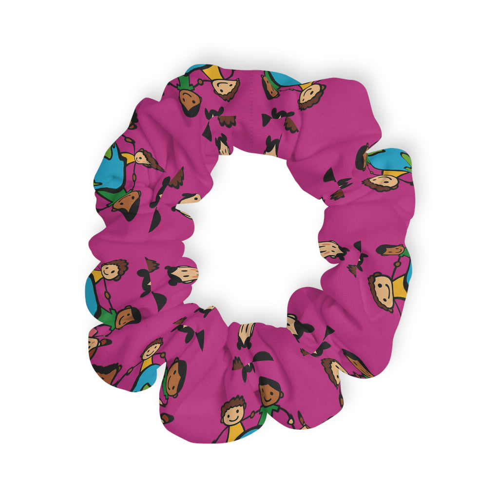 Earth Friends pattern Scrunchie | colorful kids planet hair accessory