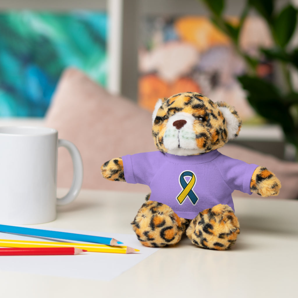 Yellow Blue Awareness Ribbon Stuffed Animal