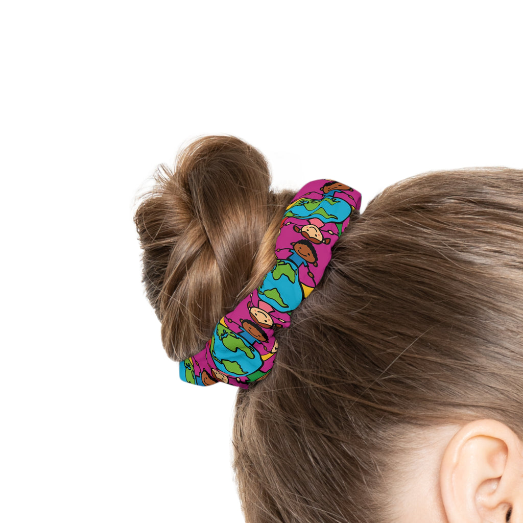 Earth Friends pattern Scrunchie | colorful kids planet hair accessory