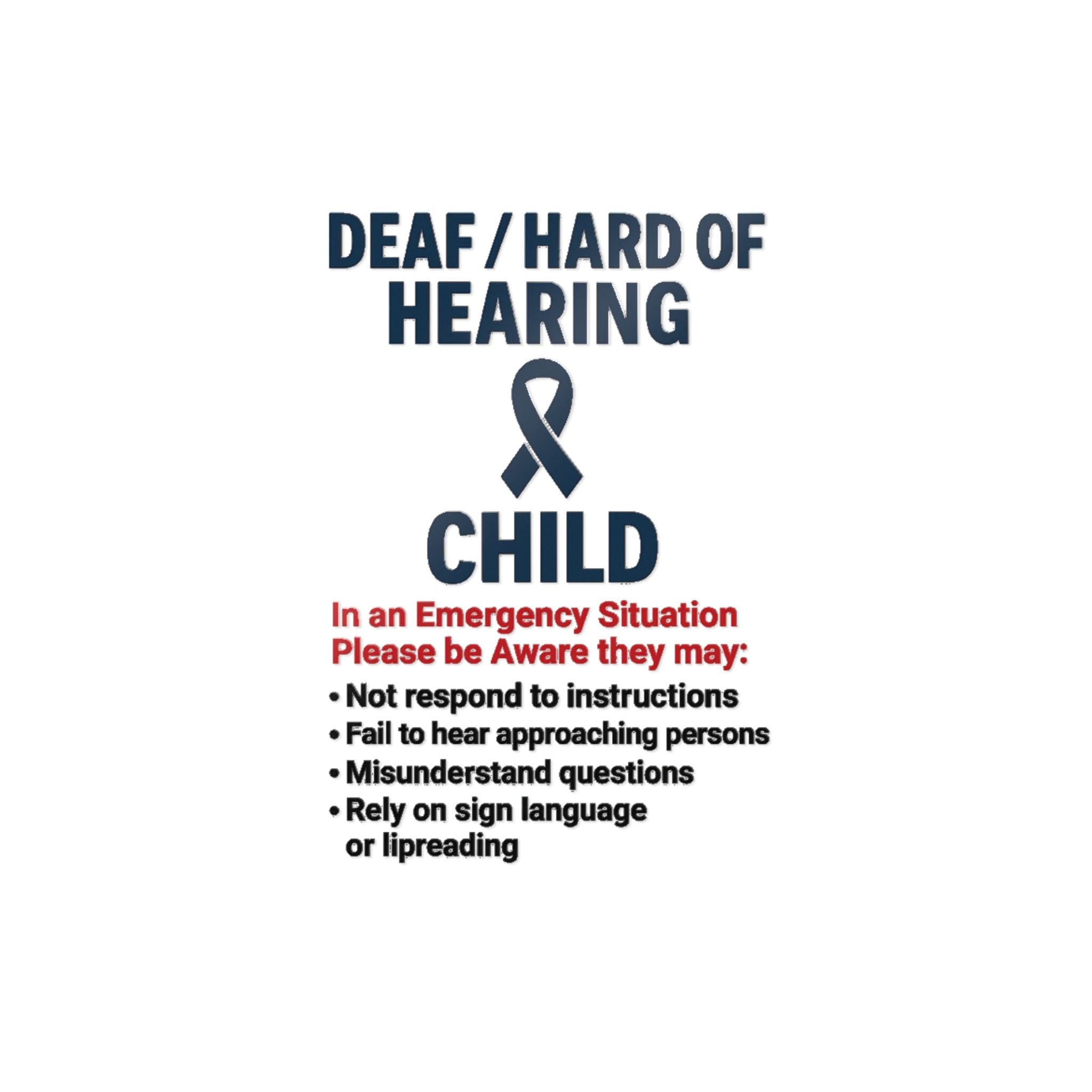 Deaf Hard of Hearing Child awareness sticker | Die-Cut Sticker