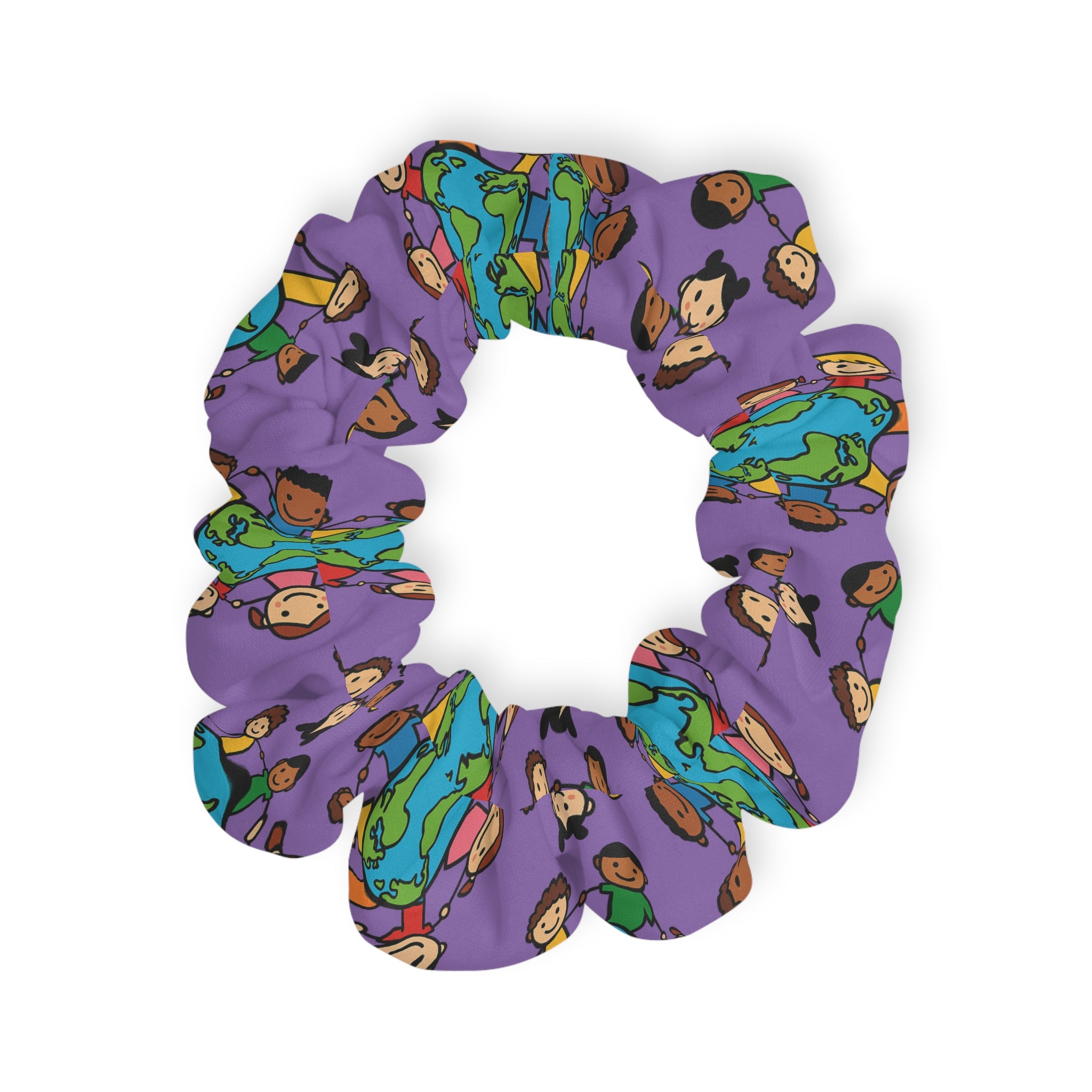 Earth Friends pattern Scrunchie | colorful kids planet hair accessory