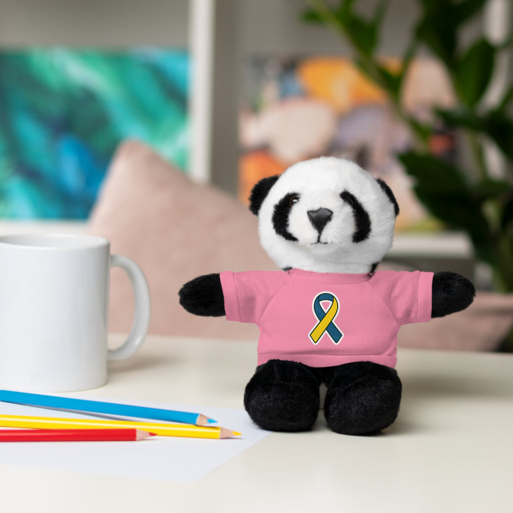 Yellow Blue Awareness Ribbon Stuffed Animal