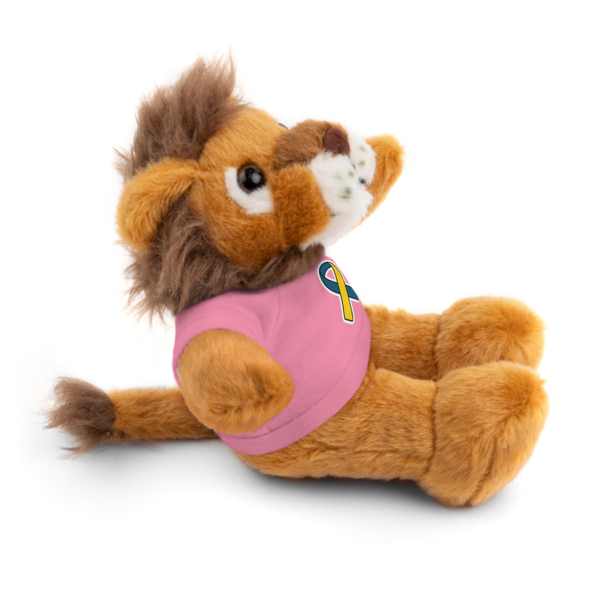 Yellow Blue Awareness Ribbon Stuffed Animal