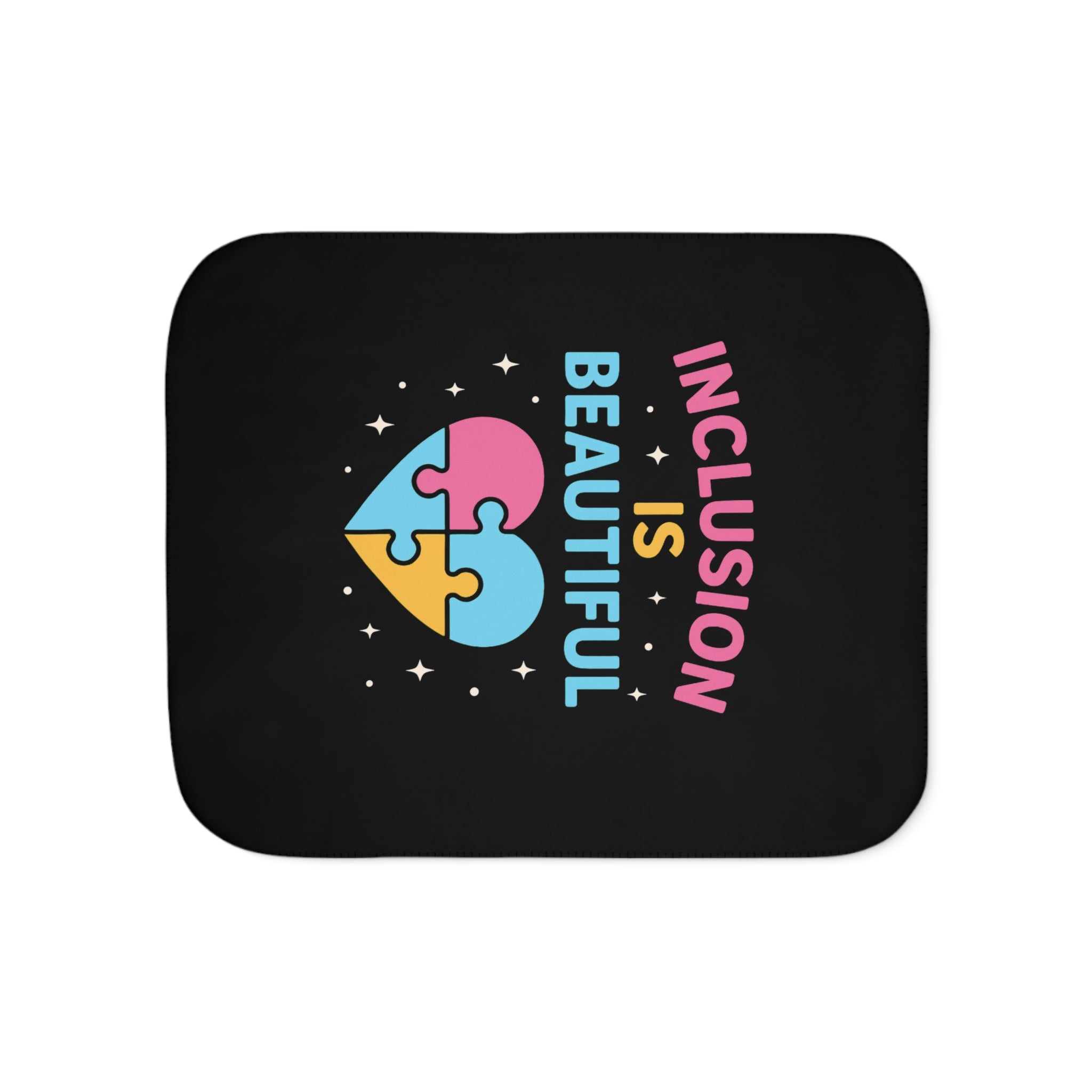 Inclusion Is Beautiful Sherpa Blanket | Puzzle Heart Design