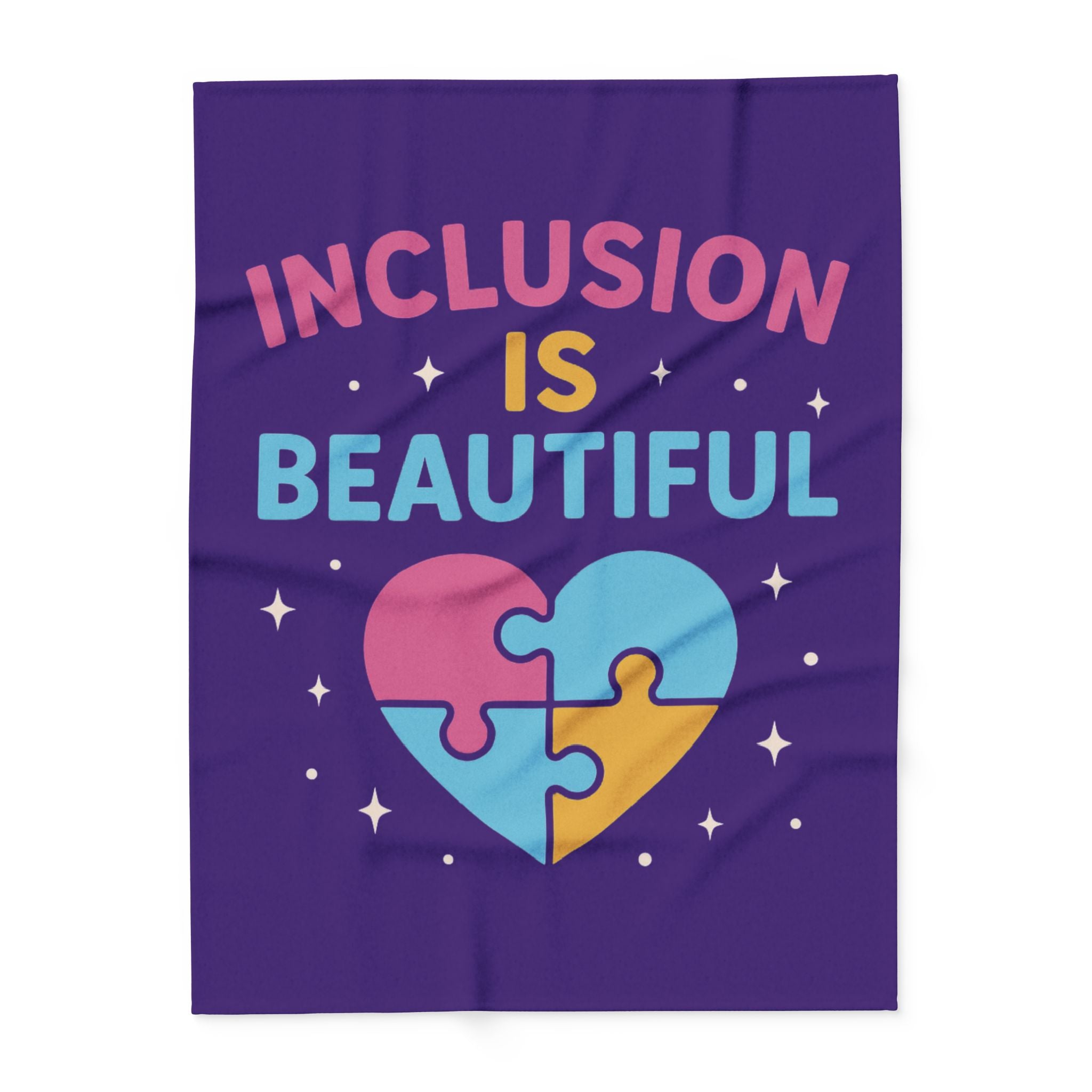 Inclusion Is Beautiful heart puzzle design Arctic Fleece Blanket | Pride, Diversity