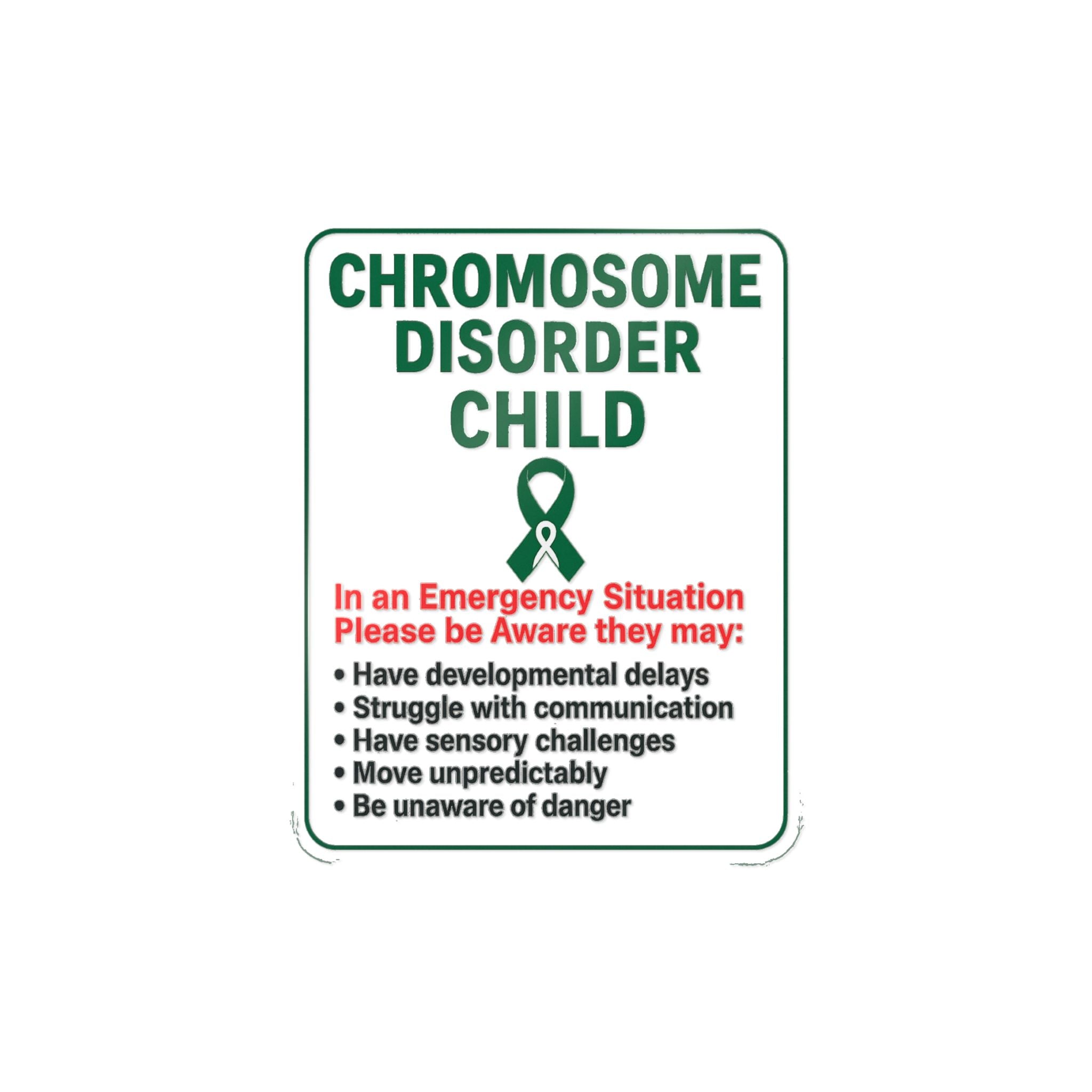 Chromosome Disorder Child emergency awareness sticker | Die-Cut Sticker
