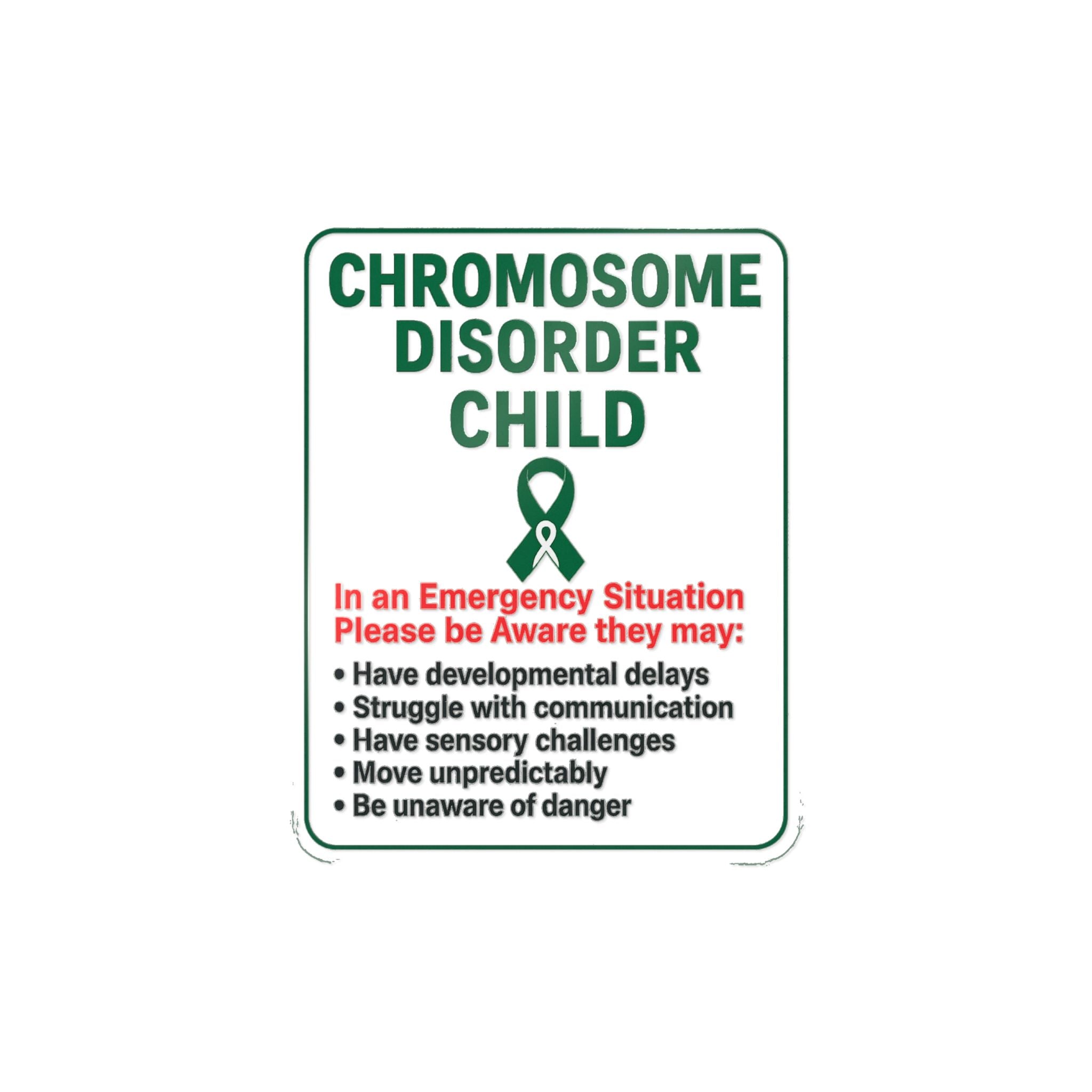 Chromosome Disorder Child emergency awareness sticker | Die-Cut Sticker