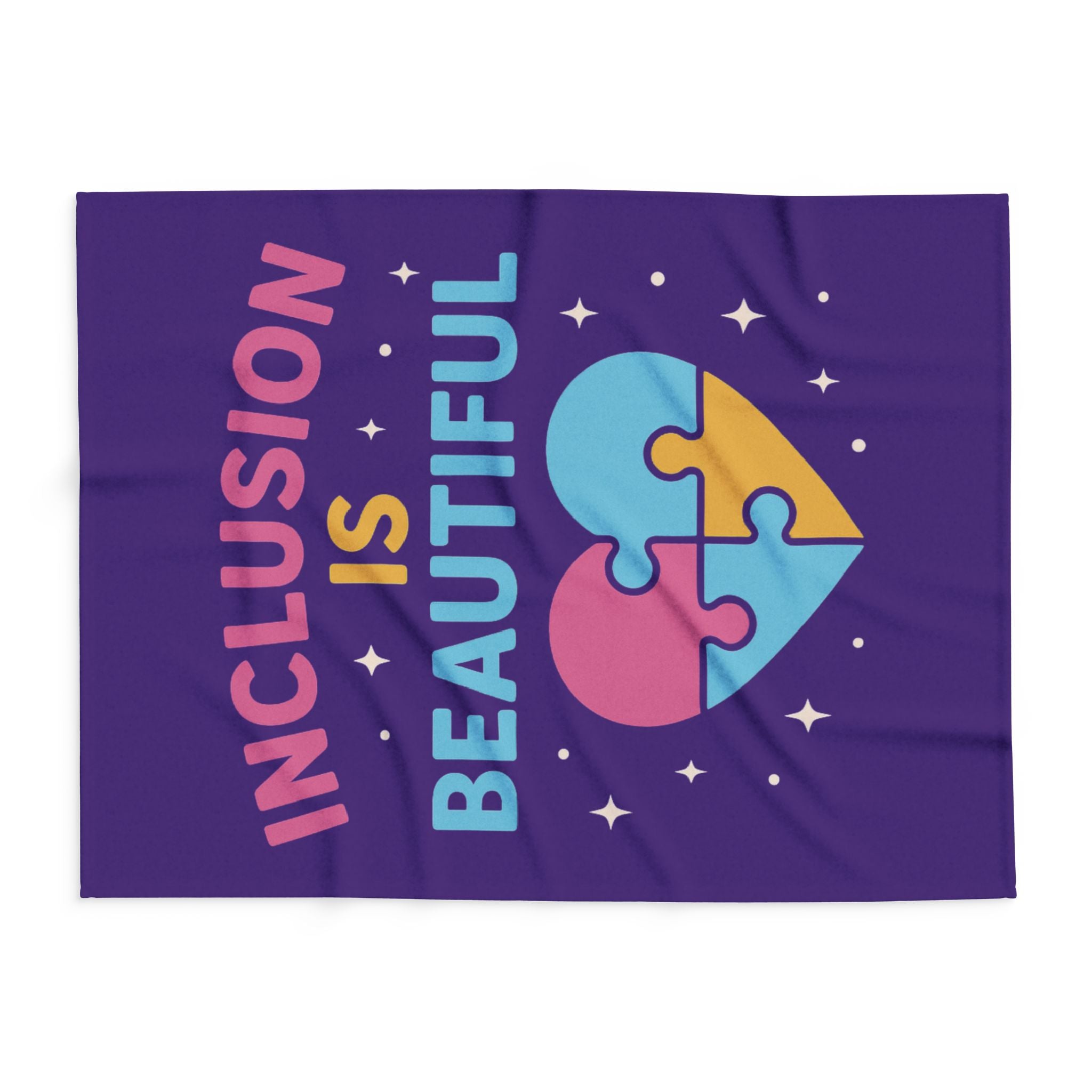 Inclusion Is Beautiful heart puzzle design Arctic Fleece Blanket | Pride, Diversity