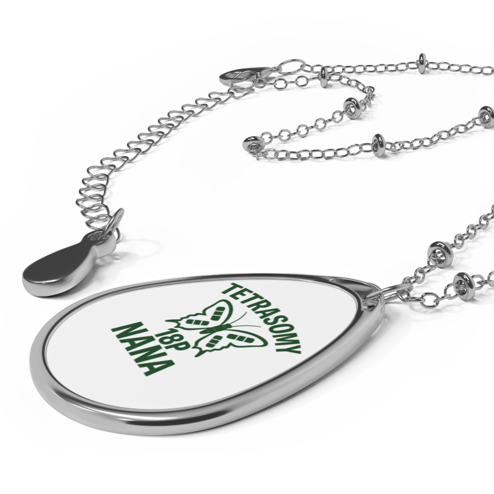Tetrasomy 18p Nana oval necklace | teardrop pendant memorial jewelry