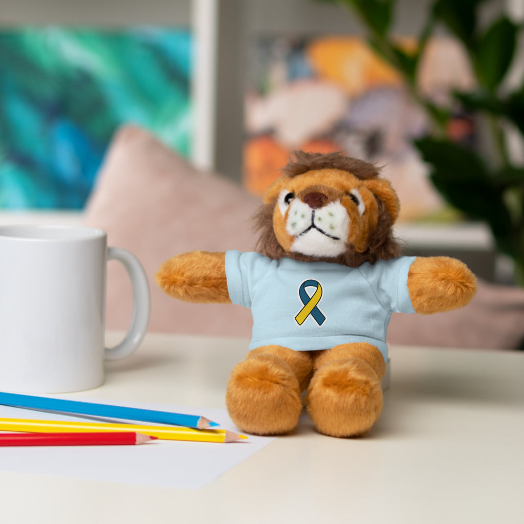 Yellow Blue Awareness Ribbon Stuffed Animal