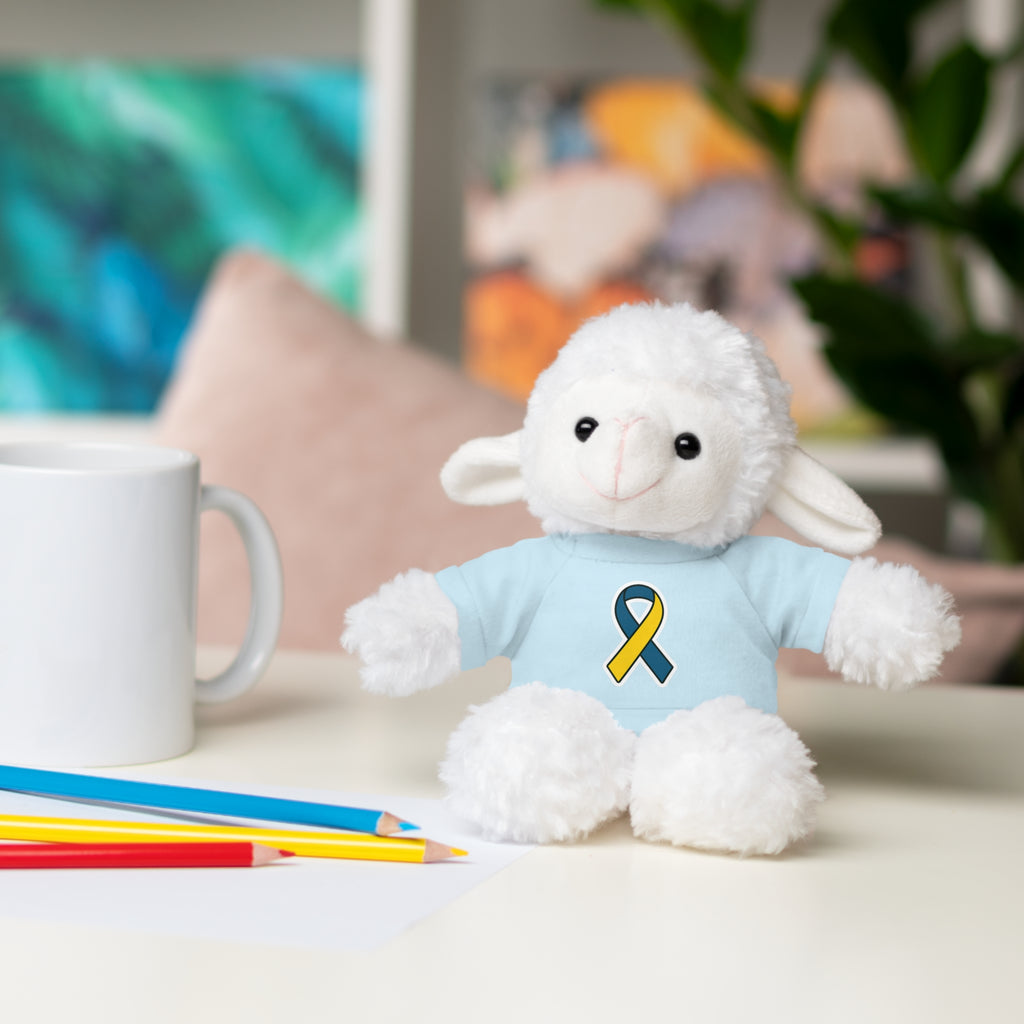 Yellow Blue Awareness Ribbon Stuffed Animal
