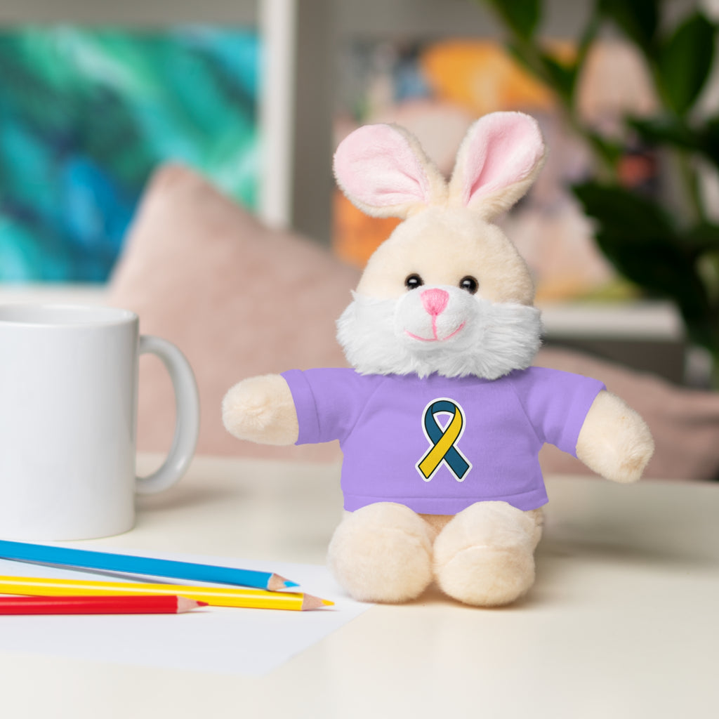Yellow Blue Awareness Ribbon Stuffed Animal