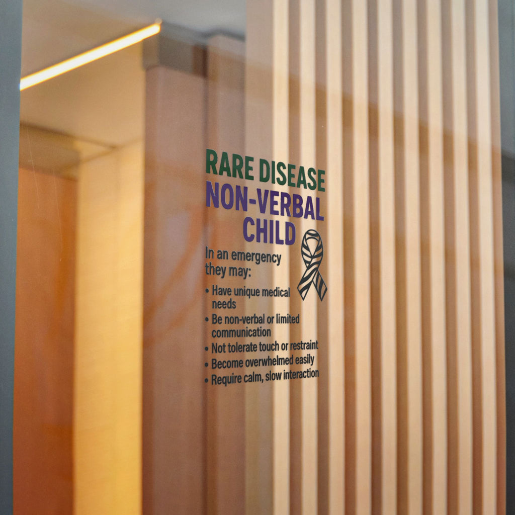 Rare Disease Non-Verbal Child Sticker | Awareness Ribbon, Emergency Info