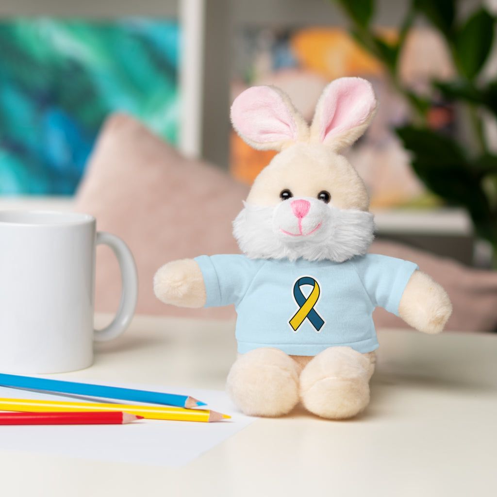 Yellow Blue Awareness Ribbon Stuffed Animal