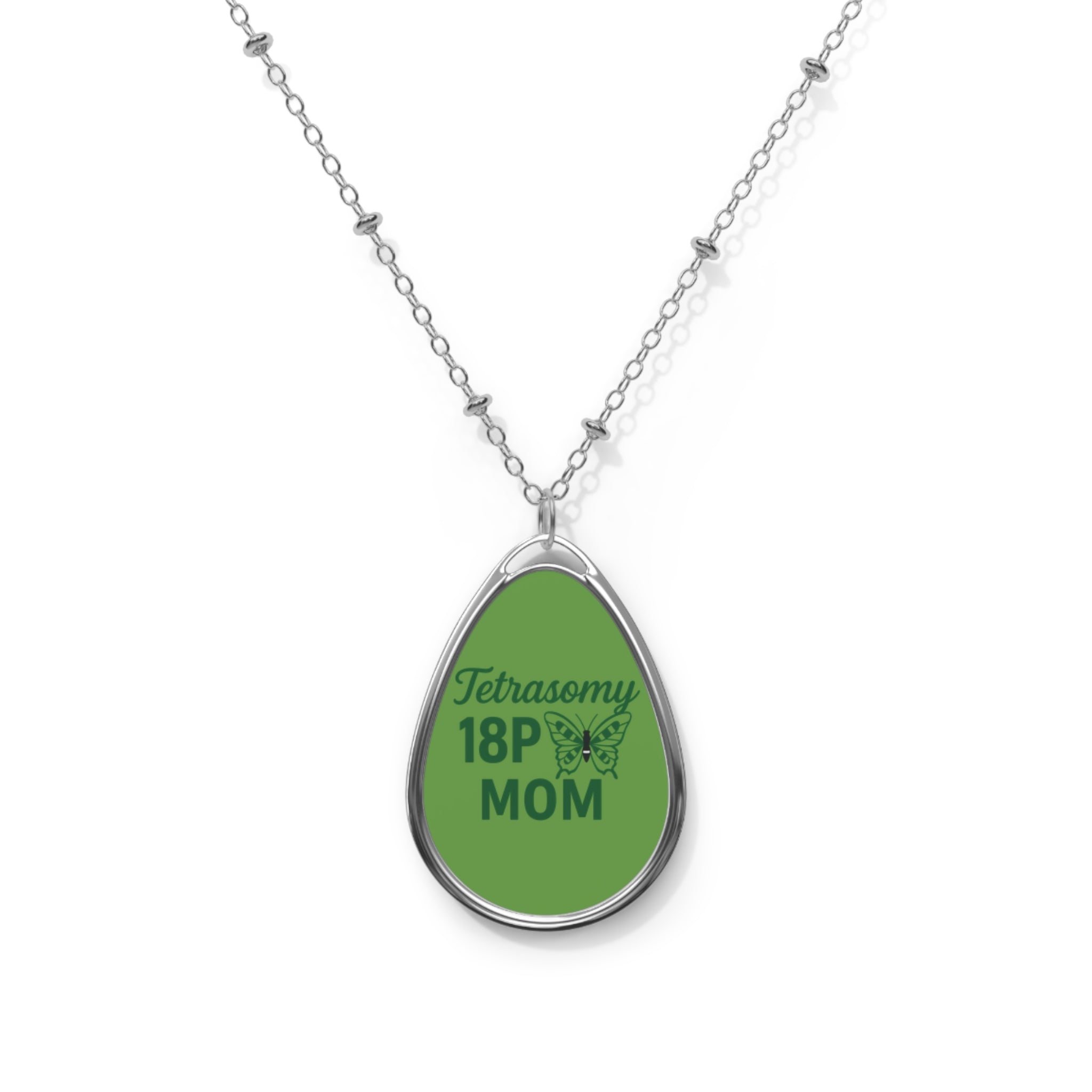 Tetrasomy 18p Mom Necklace | Teardrop Pendant, Chromosomal Awareness