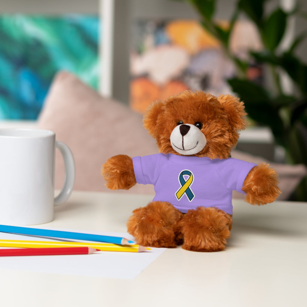 Yellow Blue Awareness Ribbon Stuffed Animal