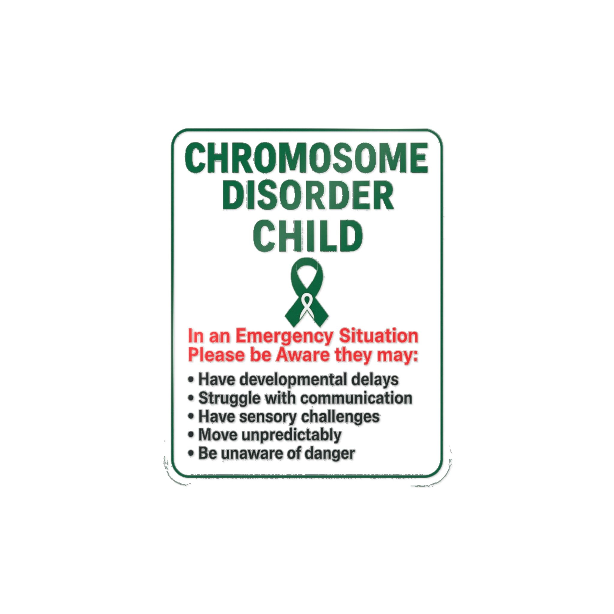 Chromosome Disorder Child emergency awareness sticker | Die-Cut Sticker