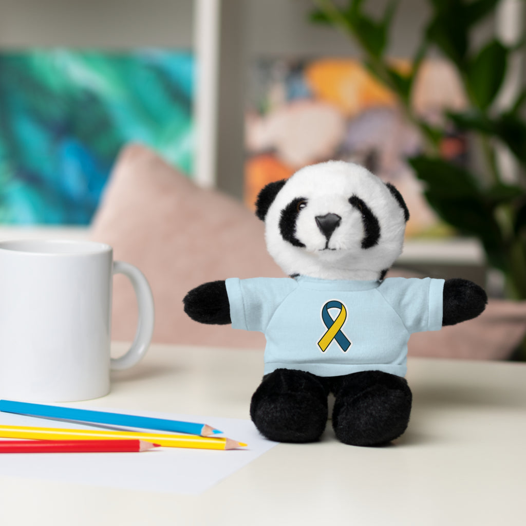 Yellow Blue Awareness Ribbon Stuffed Animal