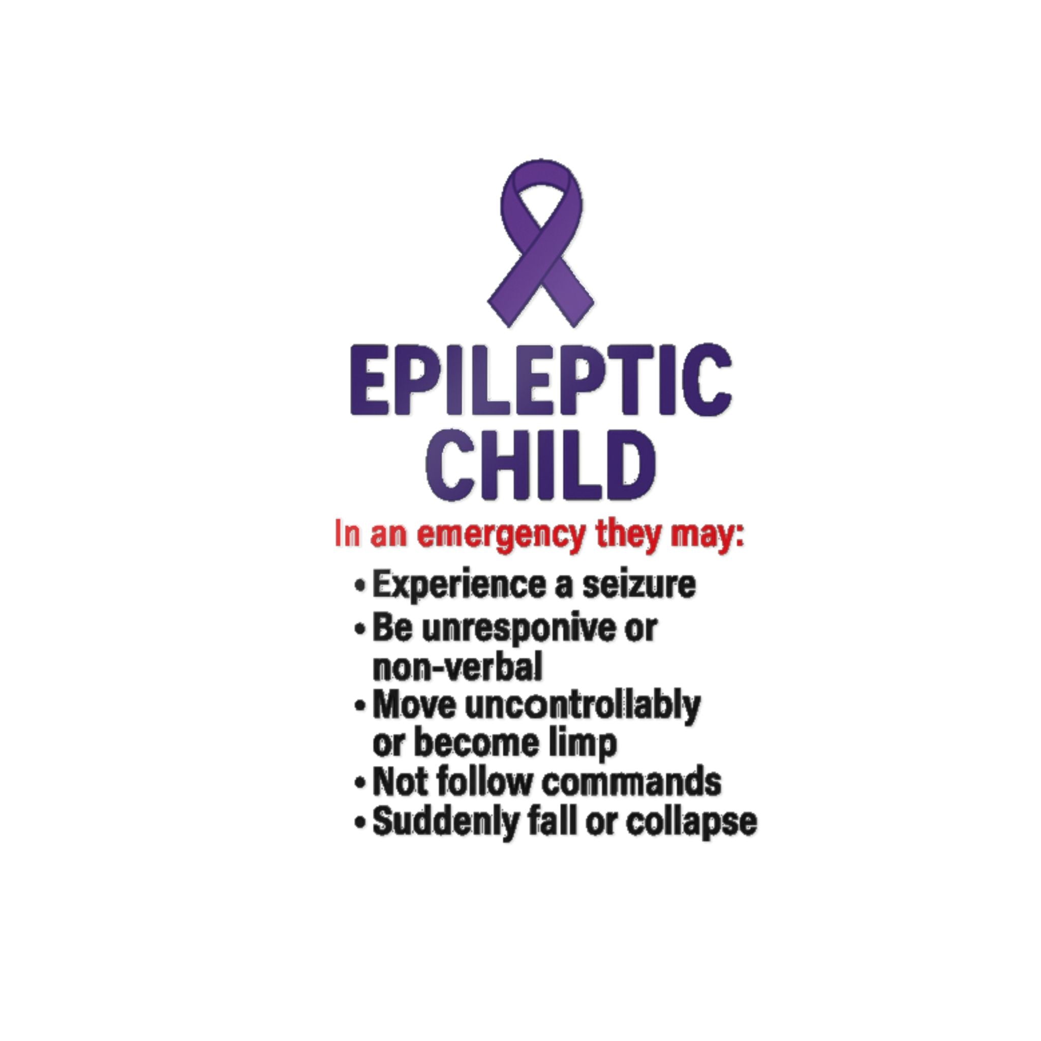 Epileptic Child Emergency Info sticker | Die-Cut Sticker