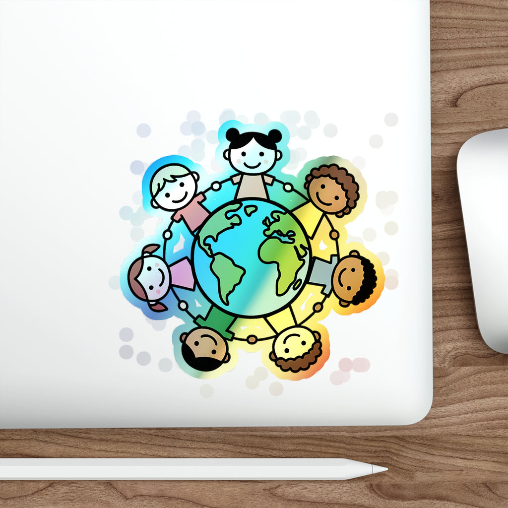 Kids Holding Globe sticker