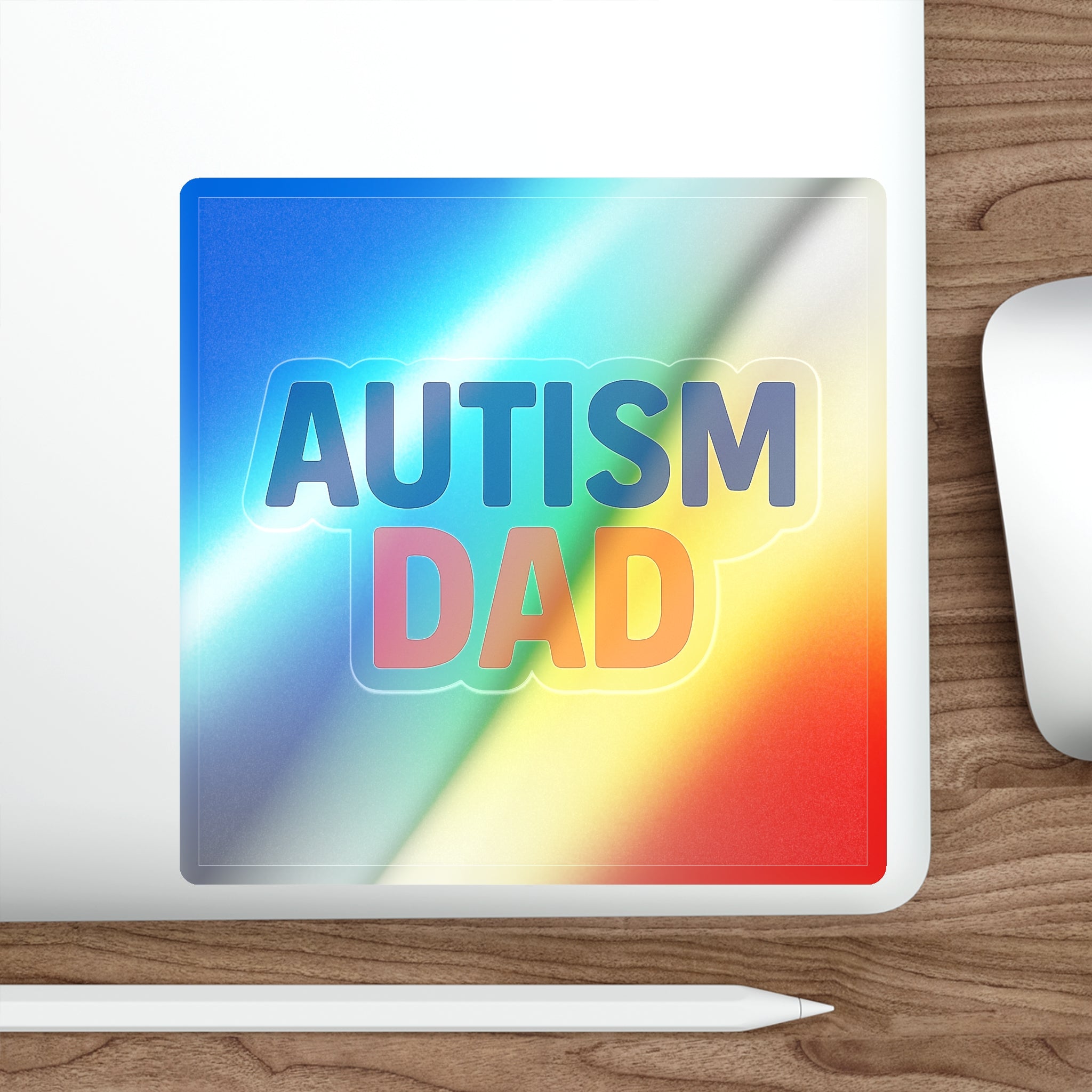 Autism Dad holographic sticker | die-cut square