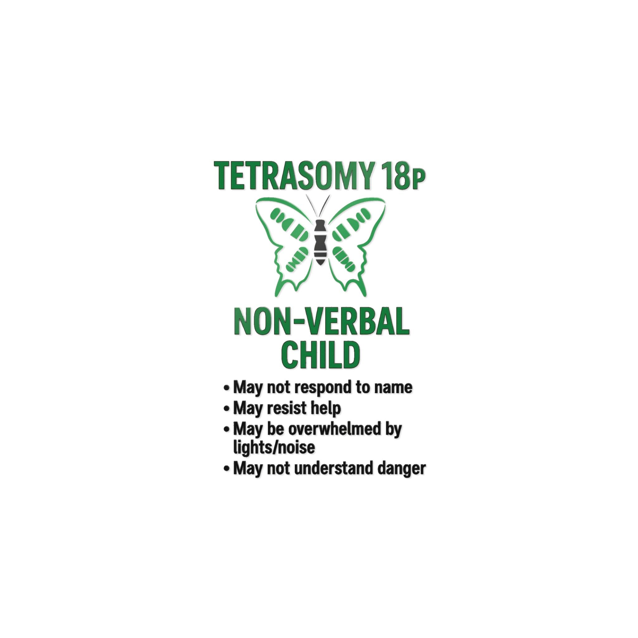 Tetrasomy 18p Non-Verbal Child Sticker | Awareness Die-Cut Sticker