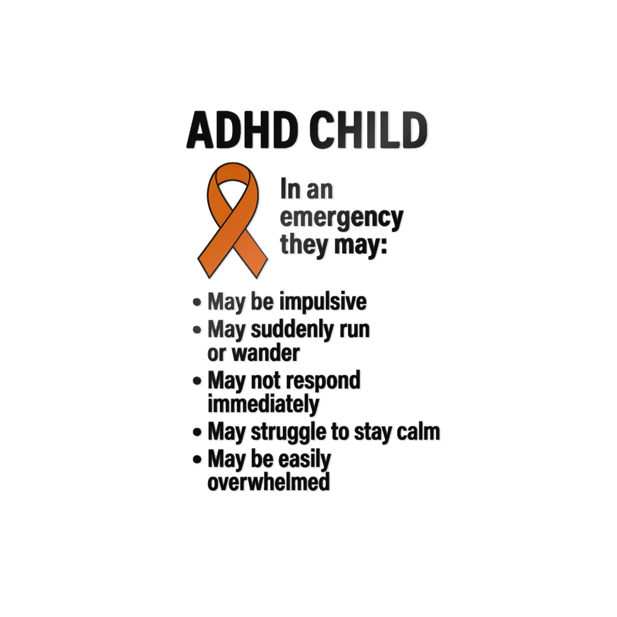 ADHD Child Awareness Ribbon Sticker | Die-Cut Sticker