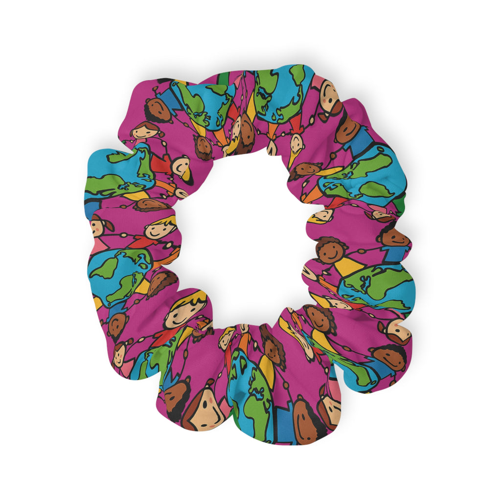 Earth Friends pattern Scrunchie | colorful kids planet hair accessory